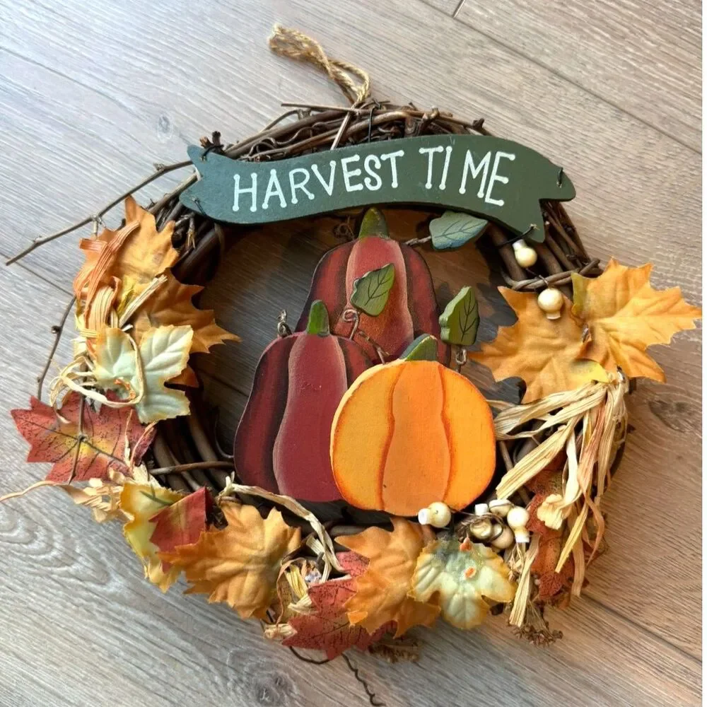 Fall Pumpkin Grapevine Wreath 9